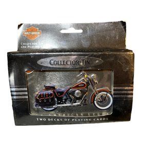 Harley Davidson Collector's Tin with 2 Decks of Sealed Playing Cards 1998 Vintag